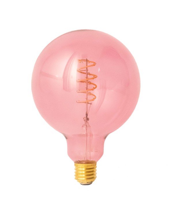 Ampoule LED Globo G125 série Pastel, Rose Poudré (Berry Red), filament spirale 5W 270Lm E27 1800K Dimmable