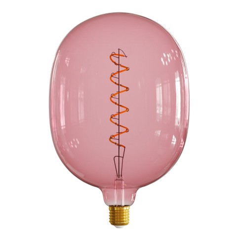 Ampoule LED XXL Egg série Pastel, Rose Poudré (Berry Red), filament spirale 5W 230Lm E27 1800K Dimmable