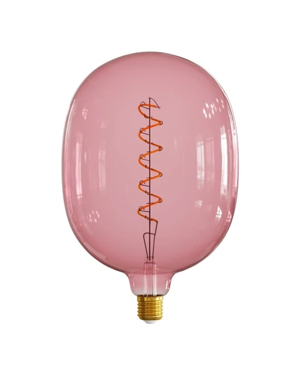 Ampoule LED XXL Egg série Pastel, Rose Poudré (Berry Red), filament spirale 5W 230Lm E27 1800K Dimmable