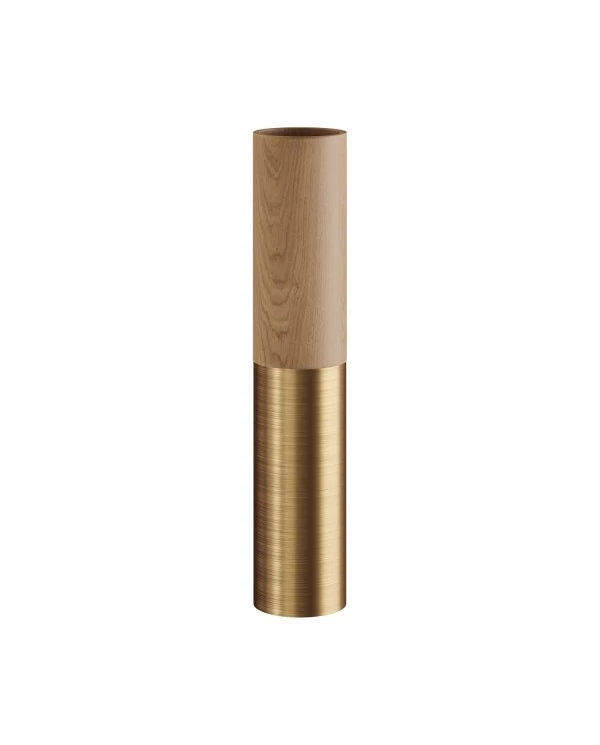 Tub-E14, tube en bois et métal pour spots avec douille double anneau E14