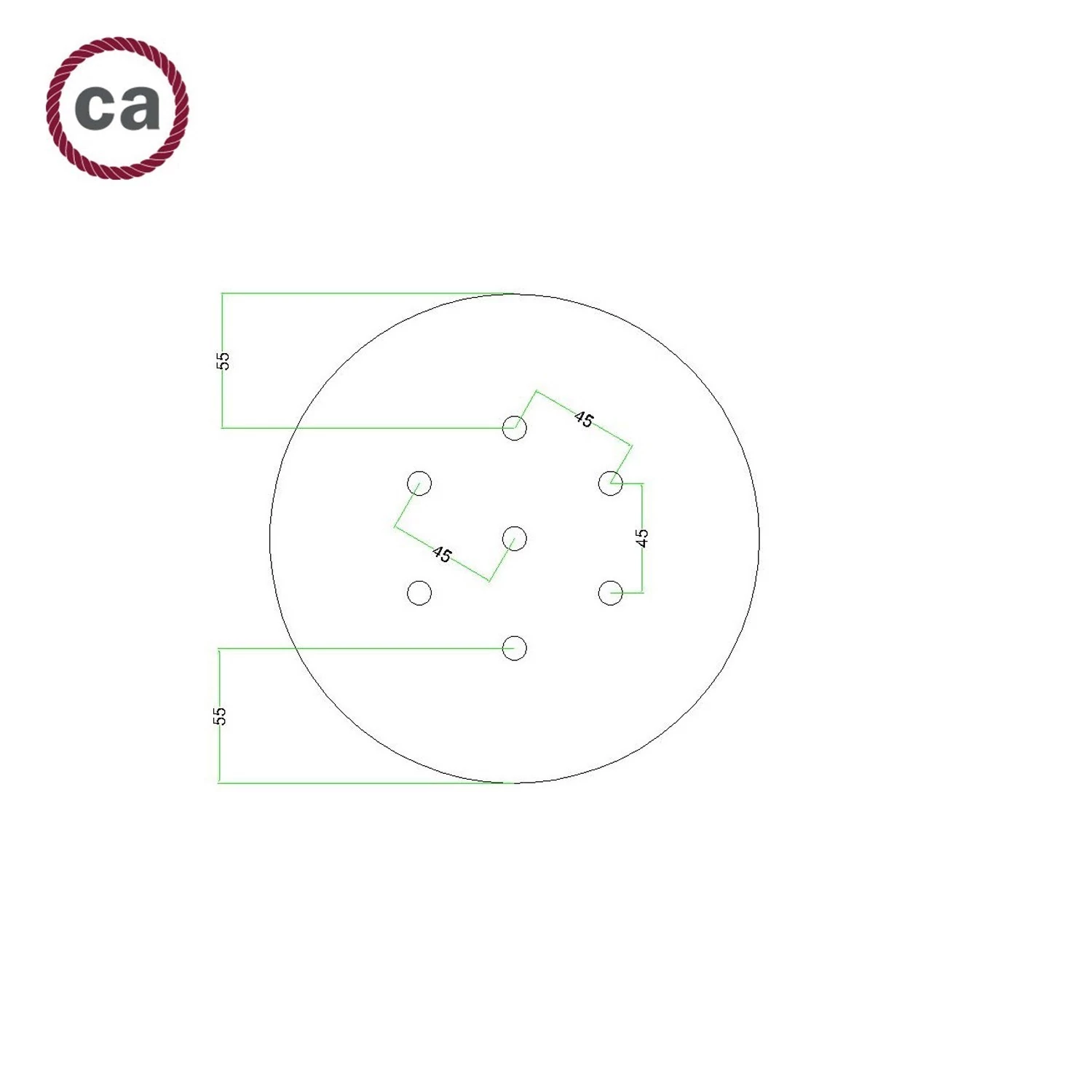 Rosace Rose-One rond de 200 mm de diamètre avec 7 trous et 4 trous latéraux - PROMO