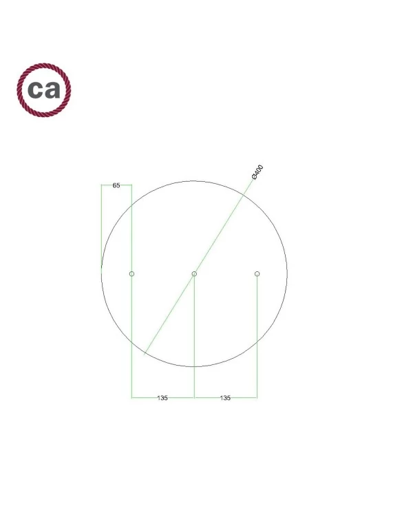 Rosace XXL Rose-One rond de 400 mm de diamètre avec 3 trous alignés et 4 trous latéraux - PROMO