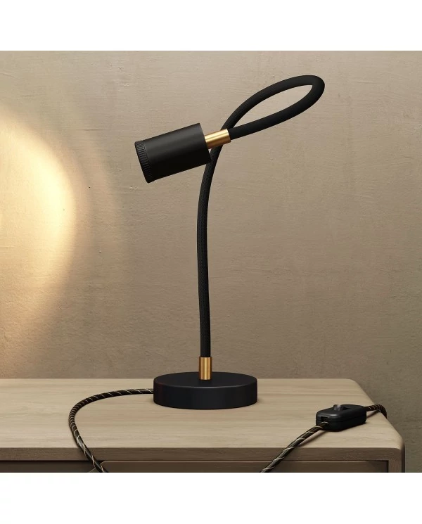 Table Flex GU1d0 lampe de table articulée avec mini spot LED et prise bipolaire