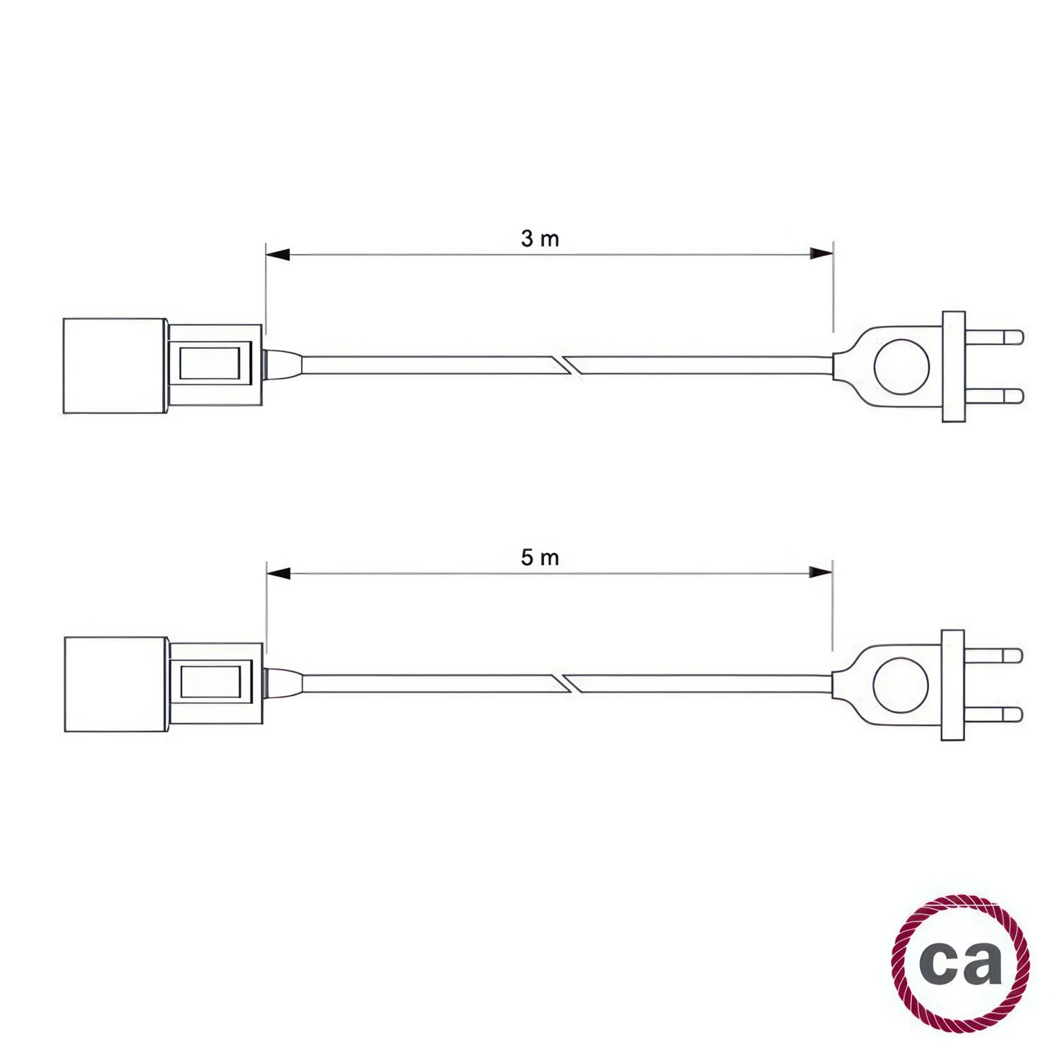 Snake - Lampe plug-in avec câble textile coloré