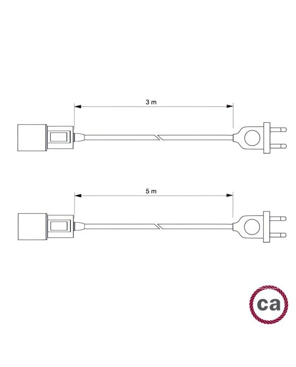 Snake - Lampe plug-in avec câble textile coloré