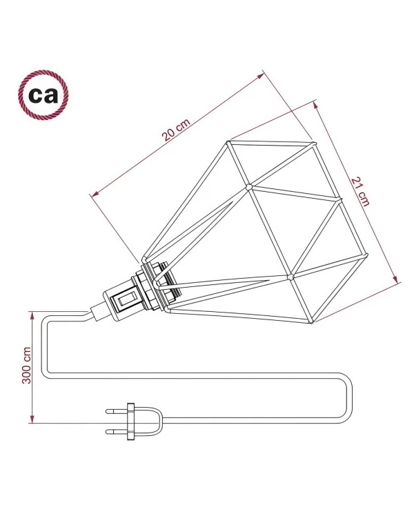 Table Snake - Lampe plug-in avec douille et cage Diamond