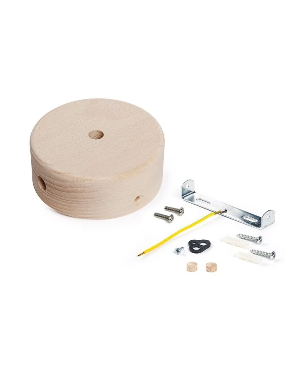 Kit Mini rosace cylindrique en bois avec 1 trou central et 2 trous latéraux