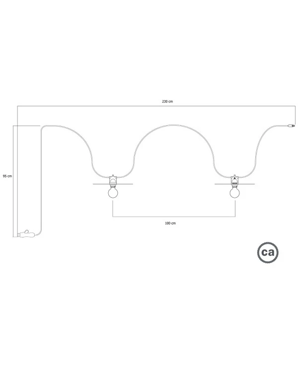 Guirlande lumineuse EIVA d'extérieur IP65 portative avec 2 douilles