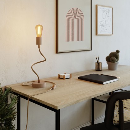 Lampe de table en bois avec articulation et lumière diffuse - Table Flex Wood avec prise bipolaire