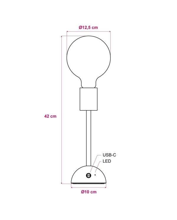 Lampe portative et rechargeable Cabless02 avec ampoule globo G125