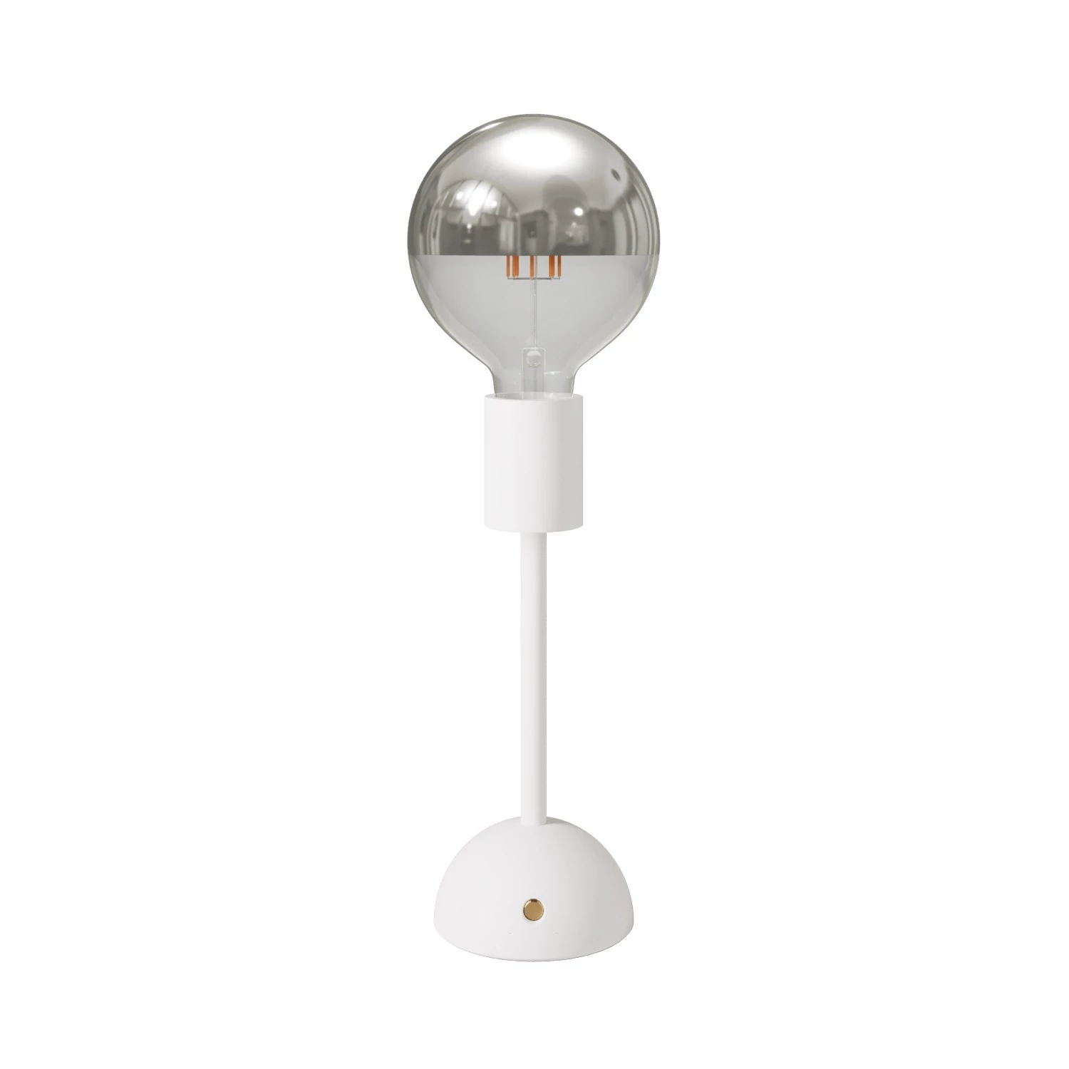 Lampe portative et rechargeable Cabless02 avec ampoule globo demi-sphère argentée