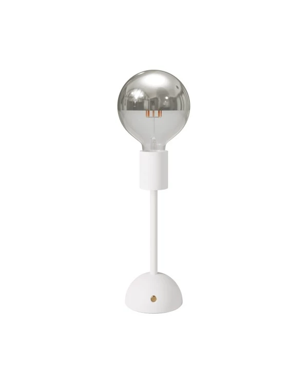 Lampe portative et rechargeable Cabless02 avec ampoule globo demi-sphère argentée