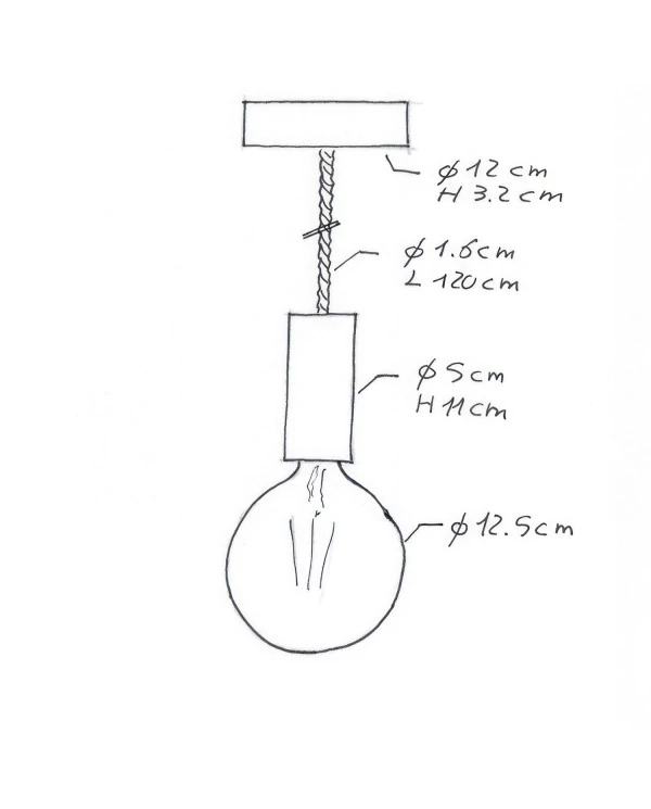 Suspension fabriquée en Italie avec corde XL 16 mm finition bois peint