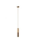 Lampe à suspension Made in Italy avec câble textile et double abat-jour Tub-E14 en bois et métal