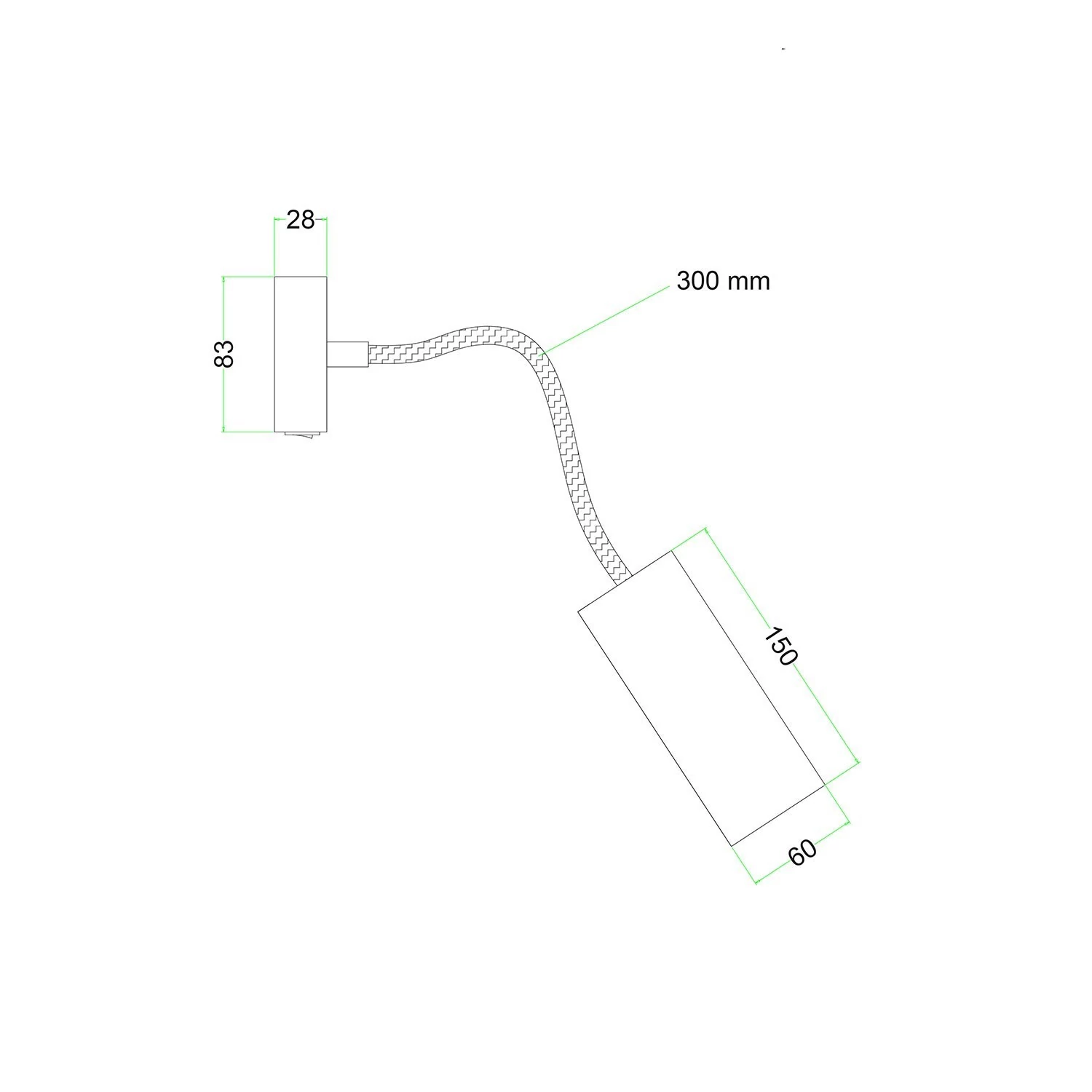 Lampe Fermaluce Flex 30 avec mini rosace avec interrupteur et spot avec abat-jour Tub-E14