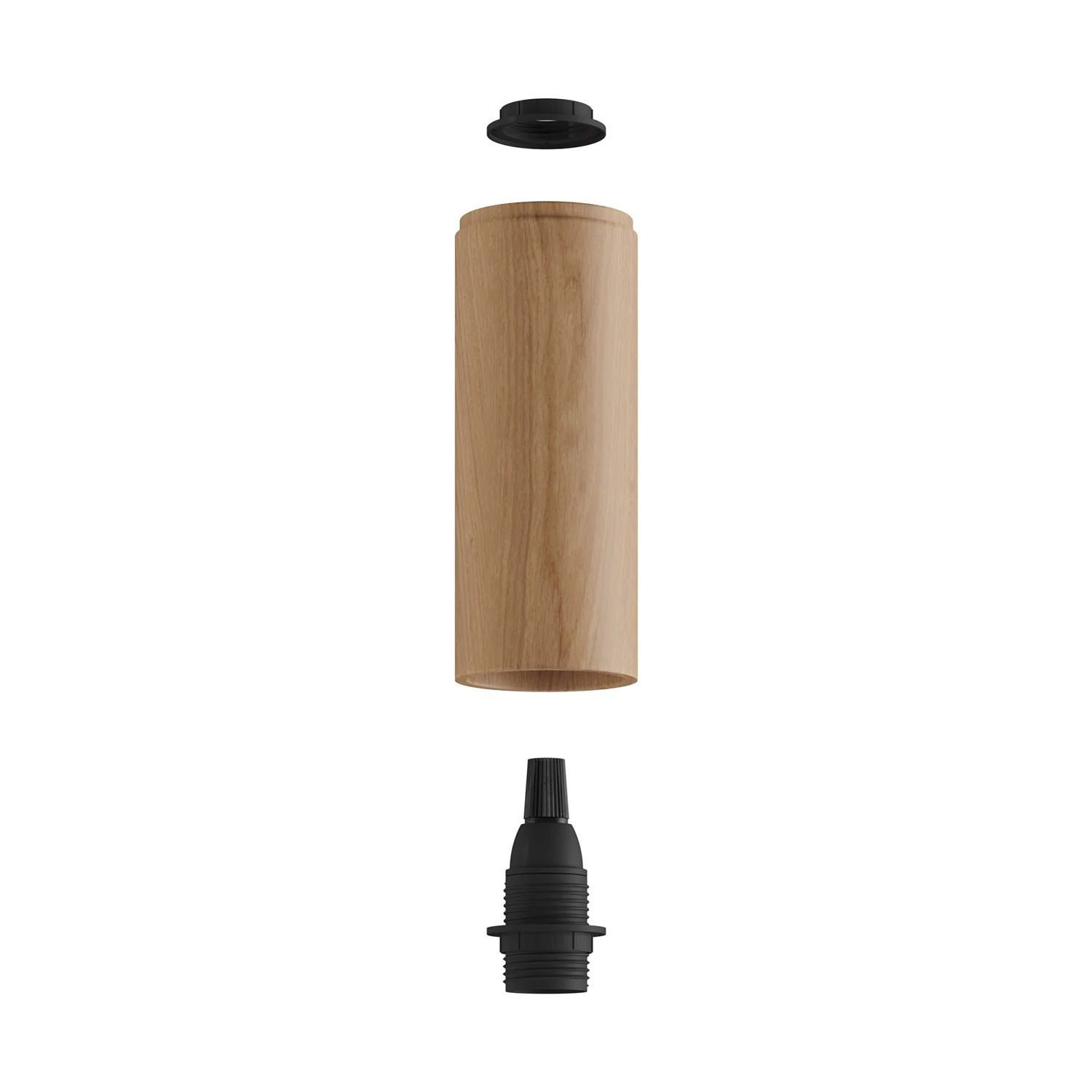 Lampe Fermaluce Flex 30 avec mini rosace en bois et spot avec abat-jour Tub-E14