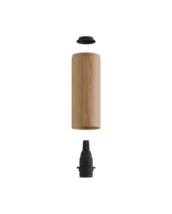 Lampe Fermaluce Flex 30 avec mini rosace en bois et spot avec abat-jour Tub-E14