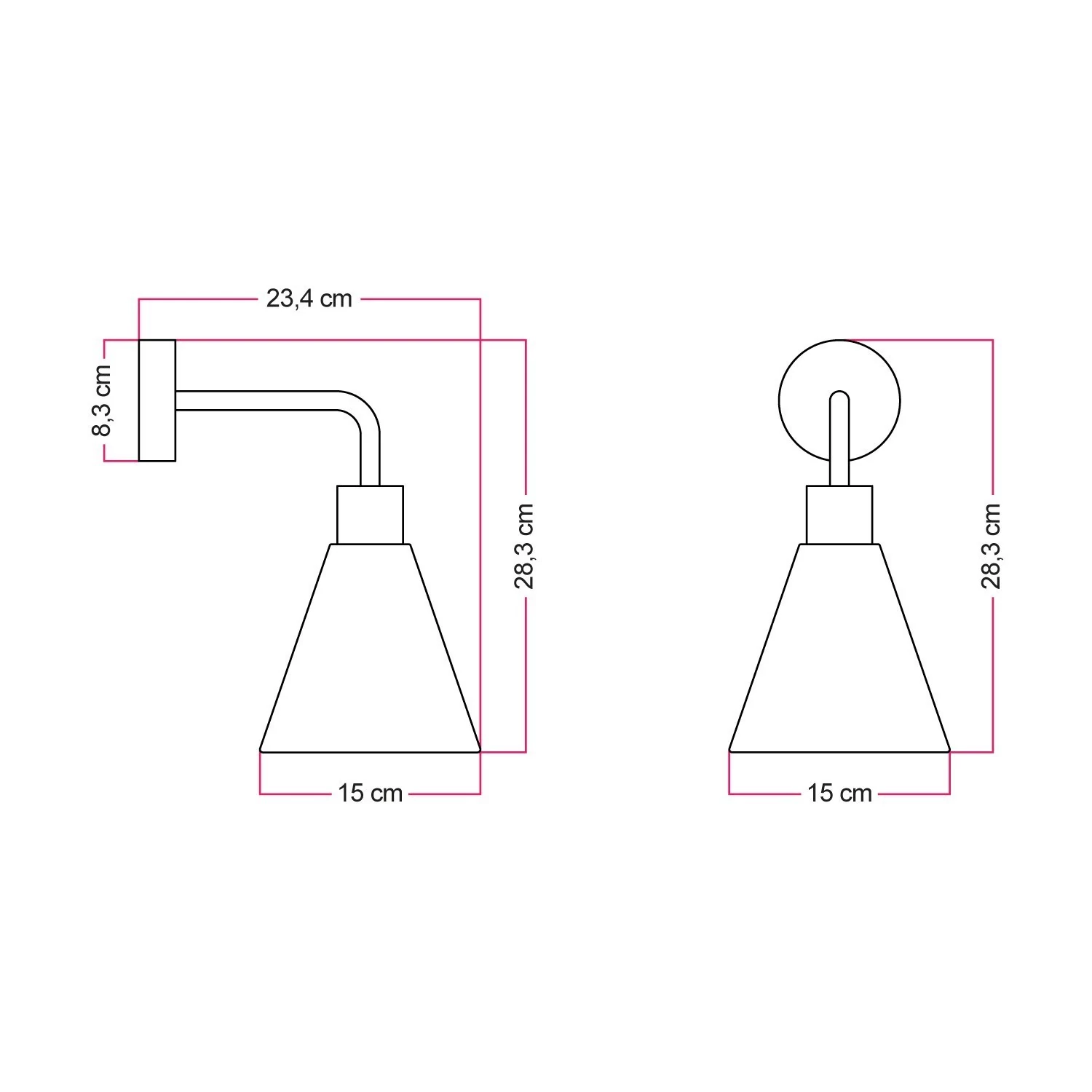 Lampe Fermaluce avec abat-jour en bois de forme conique et extension courbée