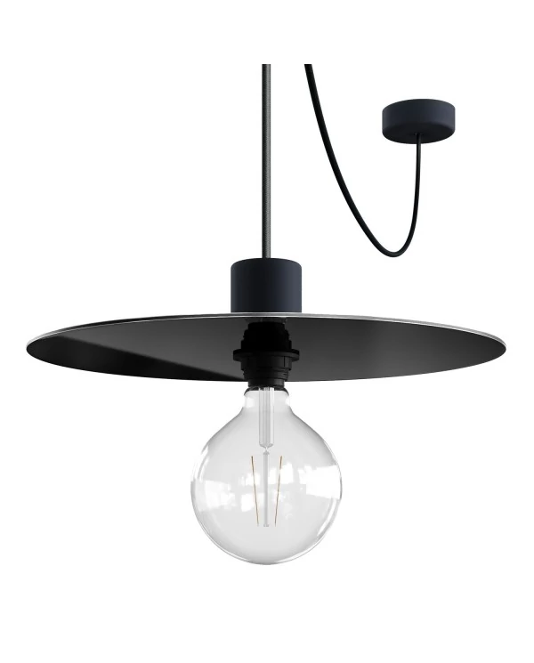 EIVA ELEGANT Lampe à suspension avec 5 m câble textile, abat-jour Ellepì, rosace et douille en silicone IP65 étanche