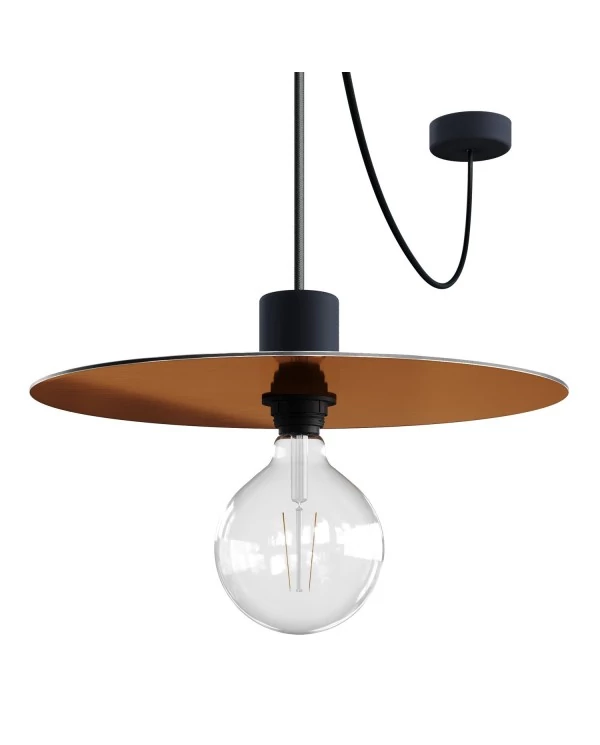 EIVA ELEGANT Lampe à suspension avec 5 m câble textile, abat-jour Ellepì, rosace et douille en silicone IP65 étanche