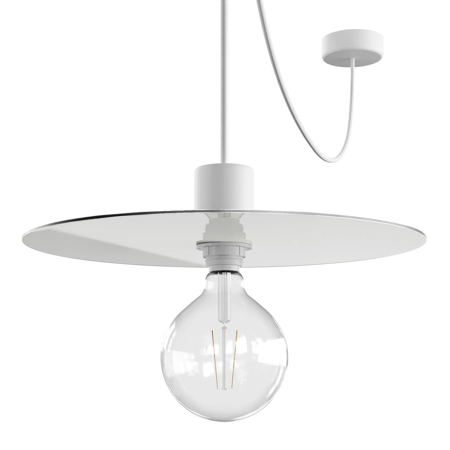 EIVA ELEGANT Lampe à suspension avec 5 m câble textile, abat-jour Ellepì, rosace et douille en silicone IP65 étanche