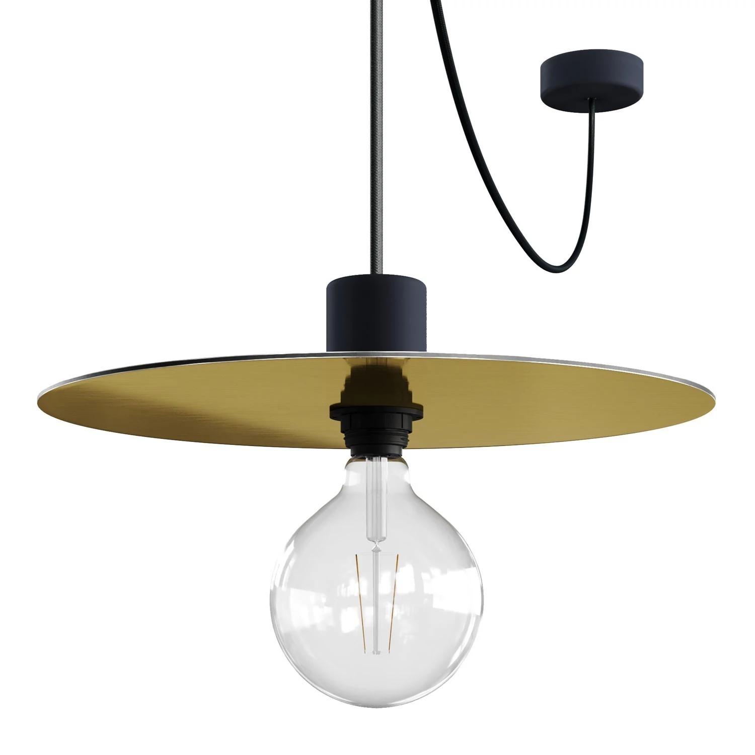 EIVA ELEGANT Lampe à suspension avec 5 m câble textile, abat-jour Ellepì, rosace et douille en silicone IP65 étanche