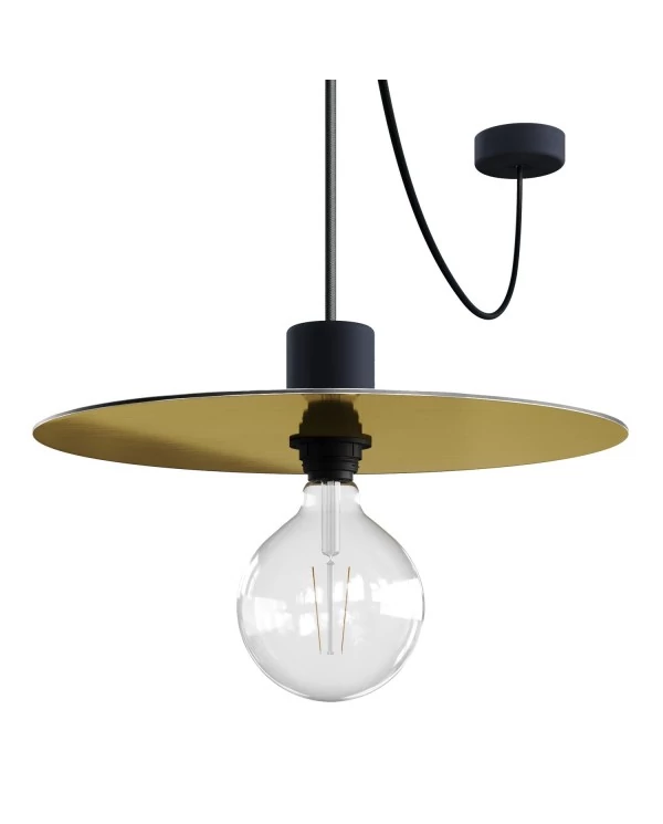 EIVA ELEGANT Lampe à suspension avec 5 m câble textile, abat-jour Ellepì, rosace et douille en silicone IP65 étanche