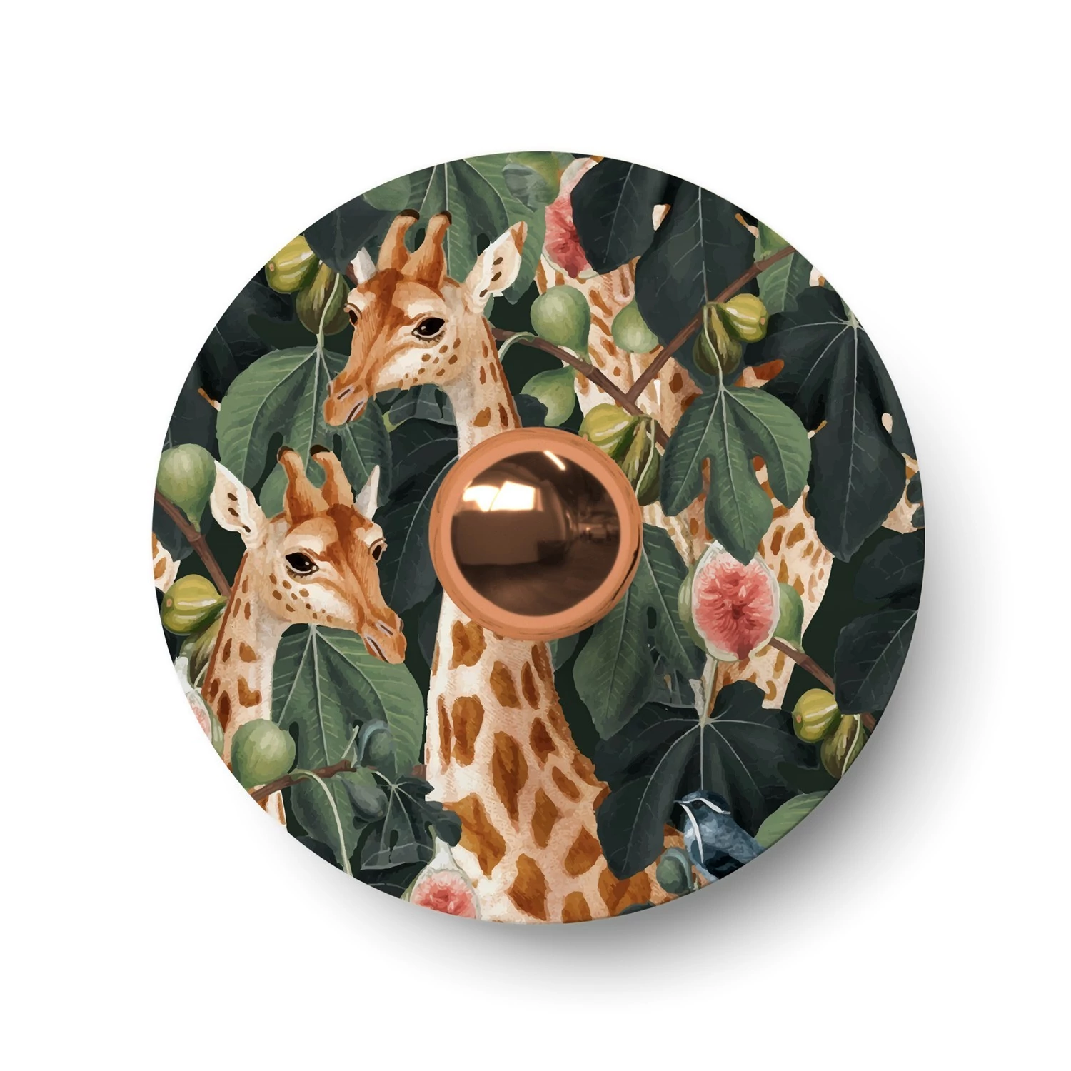 Abat-jour mini plat Ellepì avec animaux de la jungle 'Wildlife Whispers', diamètre de 24 cm - Fabriqué en Italie