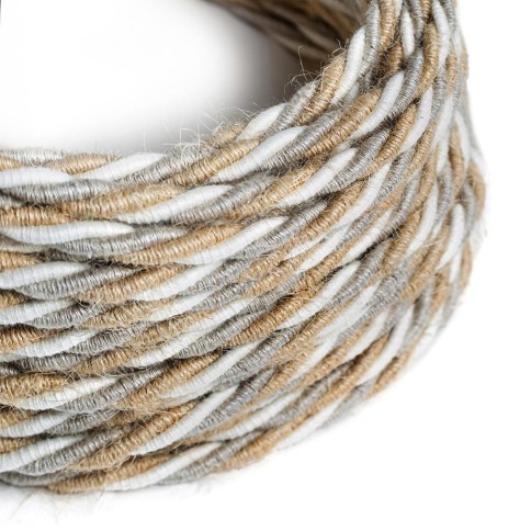 Câble textile Country coton, jute et lin - L'Original Creative-Cables - TN07 tressé 3x0,75mm