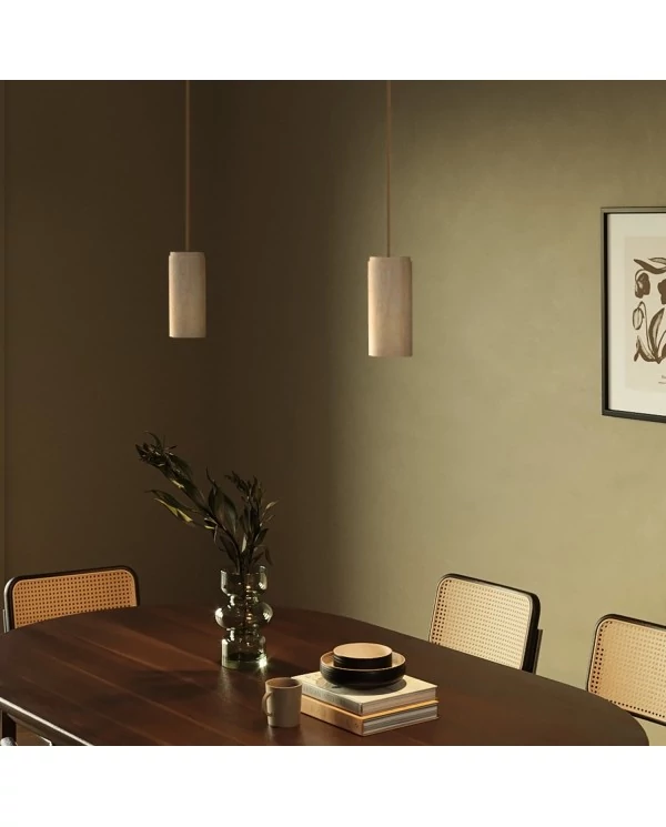 Lampe à suspension à 2 bras avec abat-jours en bois pour projecteur Tub-E27