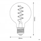 Ampoule Dorée LED Carbon Line avec filament en spirale Globe G80 4W 250Lm E27 1800K Dimmable - C05