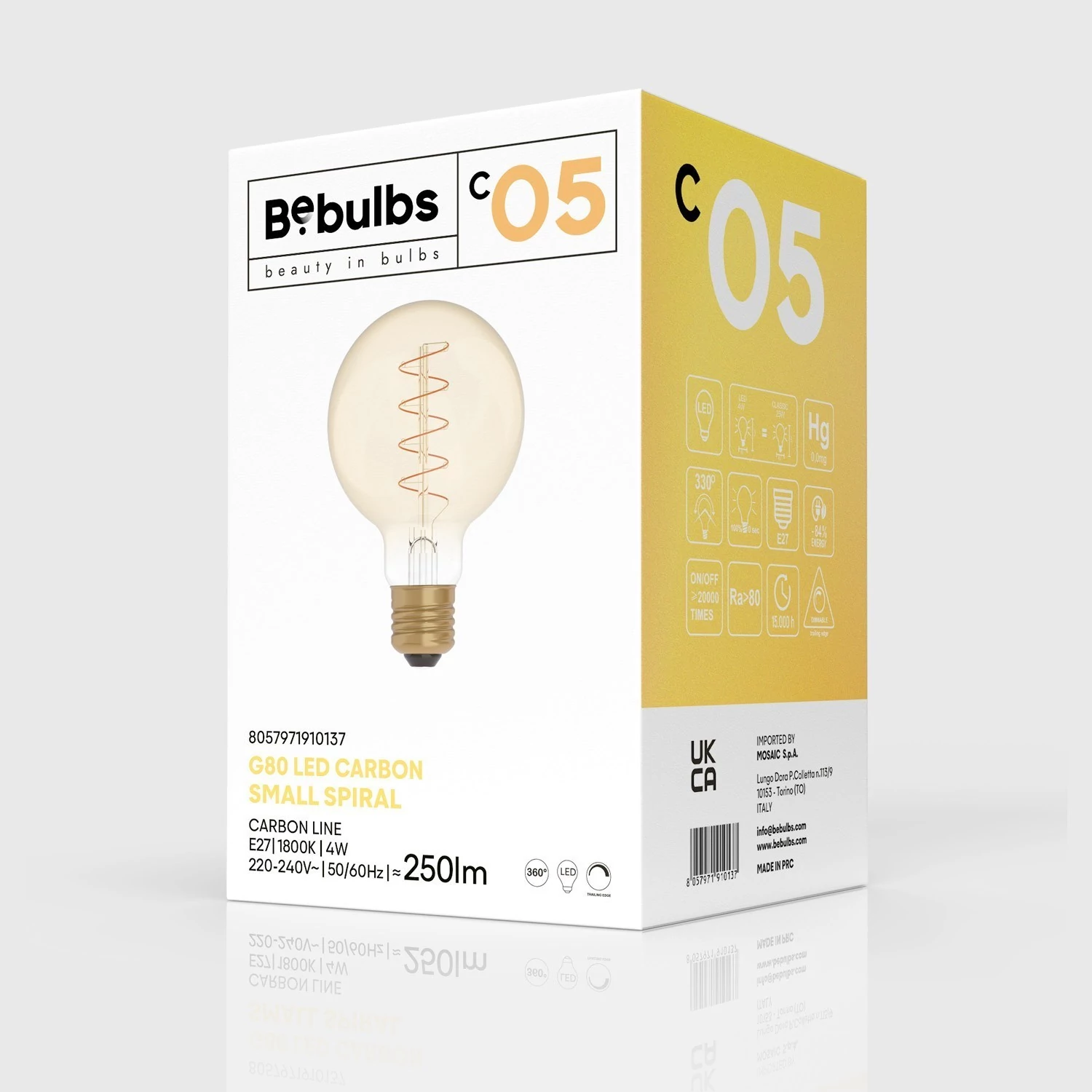 Ampoule Dorée LED Carbon Line avec filament en spirale Globe G80 4W 250Lm E27 1800K Dimmable - C05