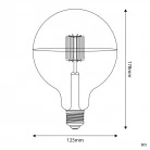 Ampoule LED Demi Sphère Argent B05 Ligne 5V Filament Court Globo G125 1,3W 110Lm E27 2500K Dimmable