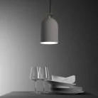 Suspension fabriquée en Italie avec câble textile, abat-jour Mini Cloche XS en céramique - complète avec ampoule