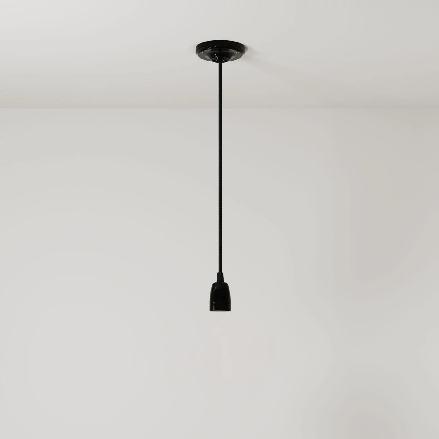 Suspension fabriquée en Italie avec câble textile et finition porcelaine colorée