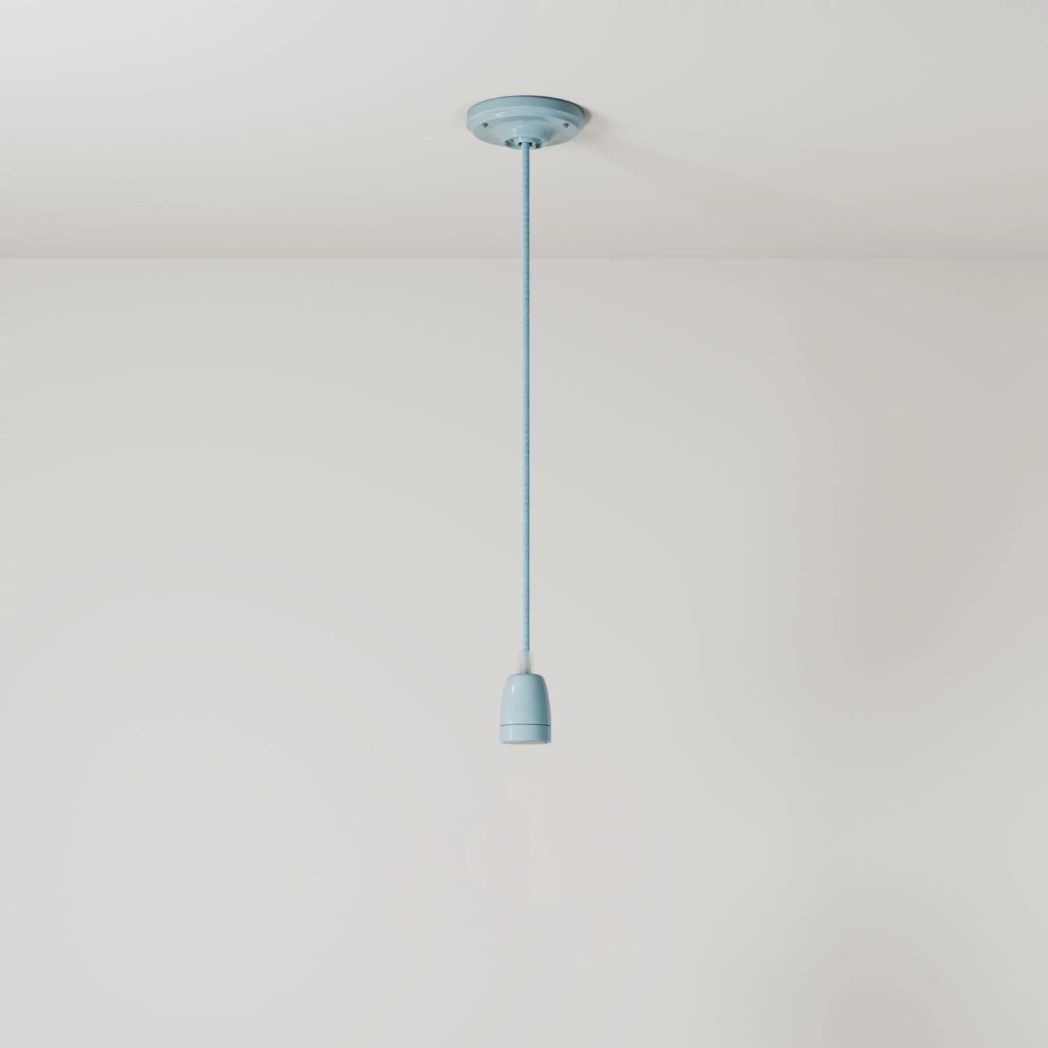 Suspension fabriquée en Italie avec câble textile et finition porcelaine colorée