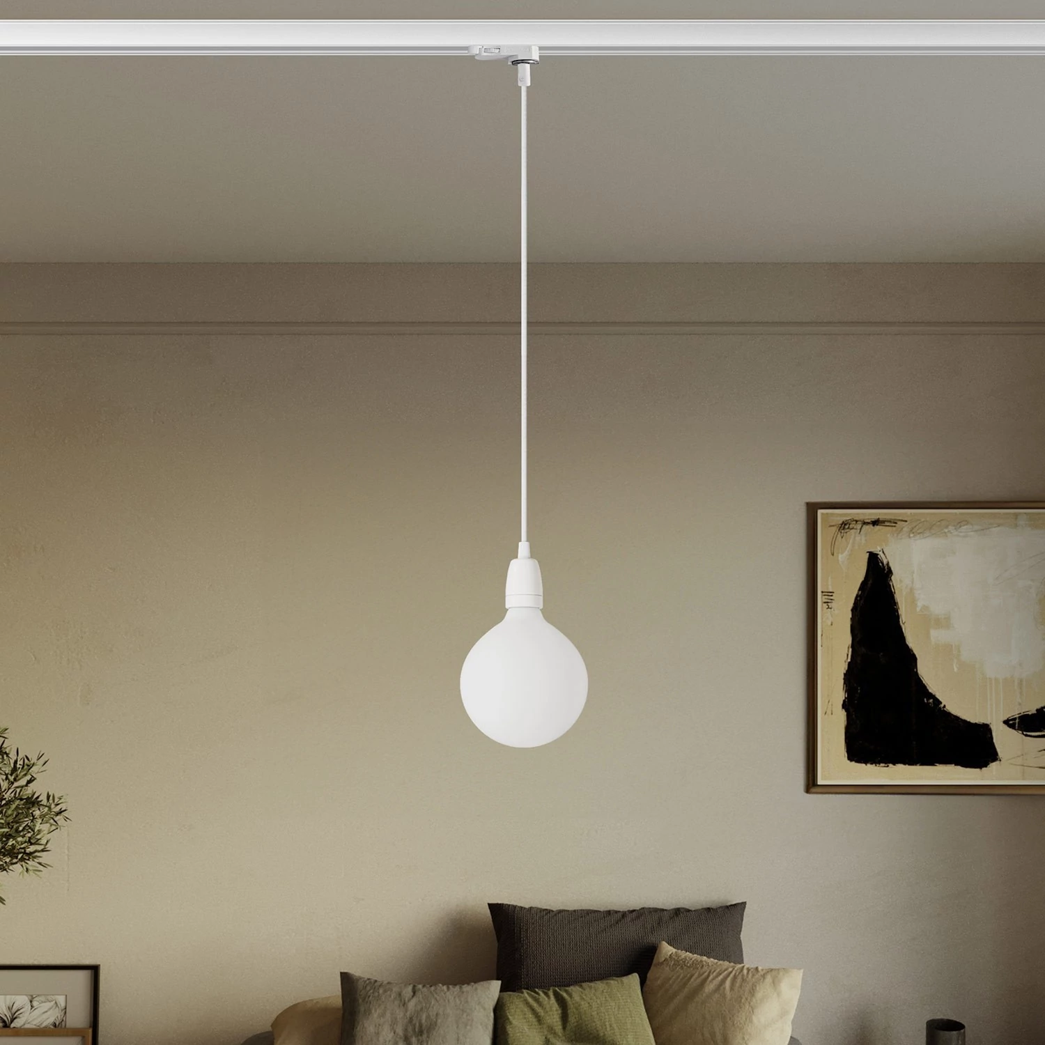 Suspension pour rail avec finition en porcelaine colorée