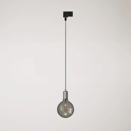 Suspension industrielle avec câble en textile et adaptateur pour rail - Titane satiné