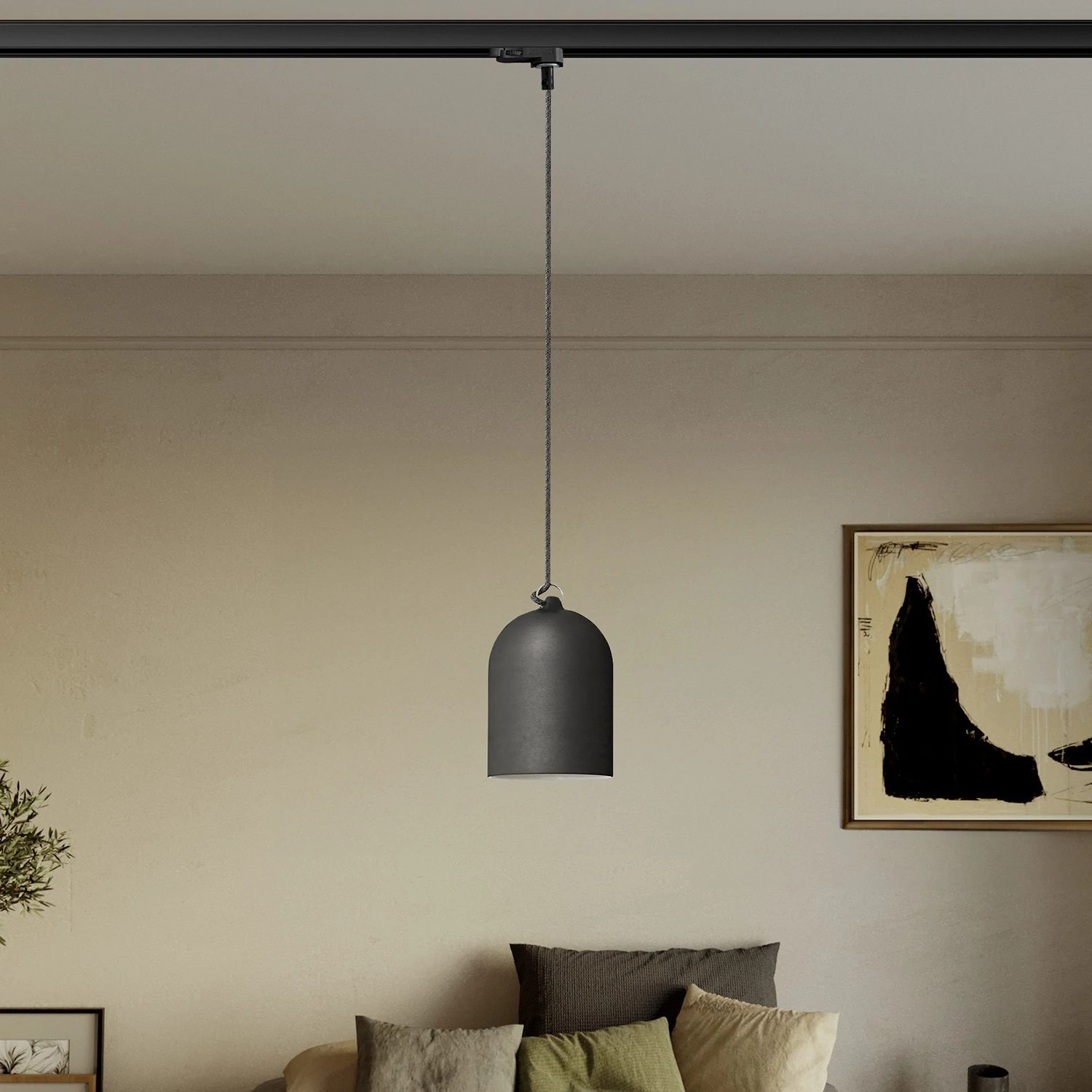 Suspension pour rail avec abat-jour en céramique mini-cloche Campana