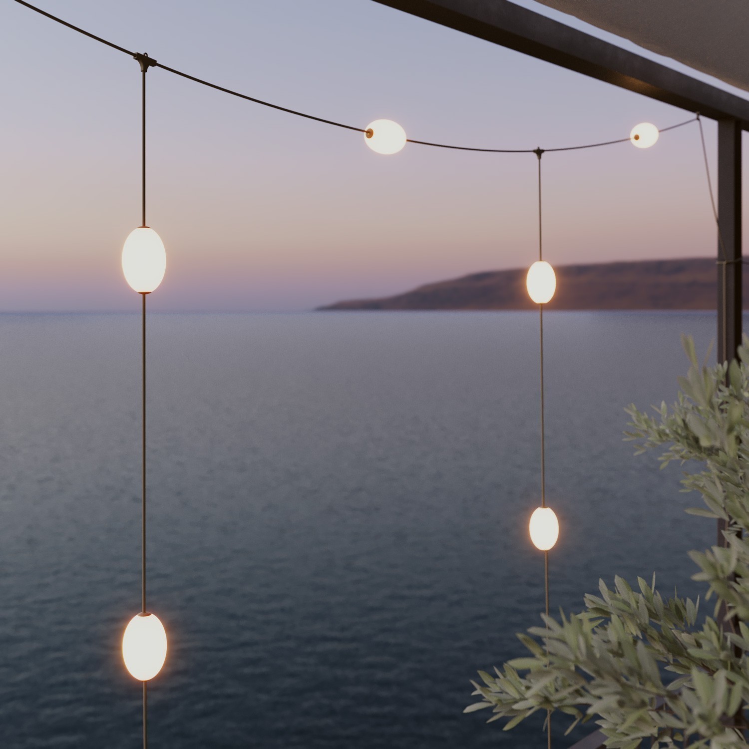 Guirlande d'extérieur quadrillée à 7 lumières IP67 - Marina GRID