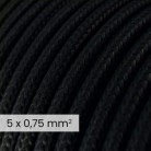 Câble électrique DALI en textile 5x0.75 mm² en Noir de Carbone - Câble d'éclairage rond flexible RM04