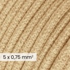 Câble électrique DALI en textile 5x0,75 mm² en Jute Naturel - Câble en tissu naturel pour l'éclairage design RN06