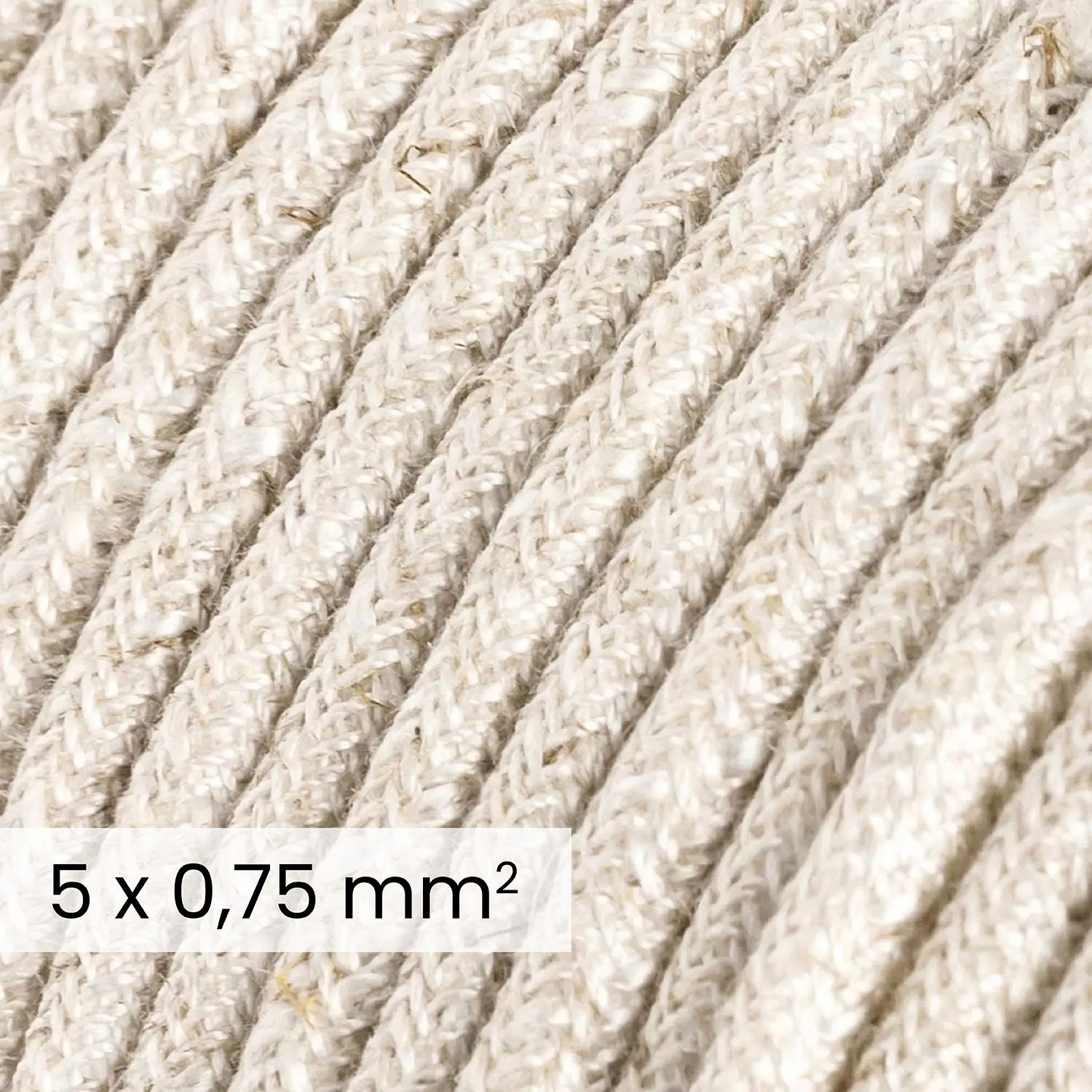 Câble électrique DALI en textile 5x0.75 mm² en Lin Blanc Naturel - Câble pour éclairage design RN01