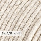 Câble électrique DALI en textile 5x0.75 mm² en Lin Blanc Naturel - Câble pour éclairage design RN01