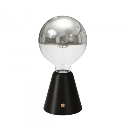Lampe portative LED rechargeable Cabless01 avec ampoule globo demi-sphère argent - Noir