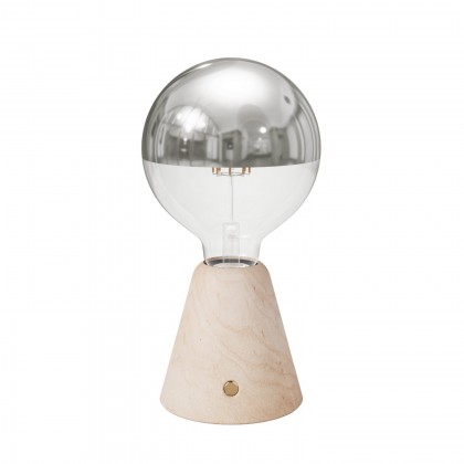 Lampe portative LED rechargeable Cabless01 avec ampoule globo demi-sphère argent - Neutre