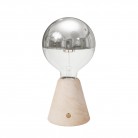 Lampe portative LED rechargeable Cabless01 avec ampoule globo demi-sphère argent
