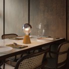 Lampe portative LED rechargeable Cabless01 avec ampoule globo demi-sphère argent