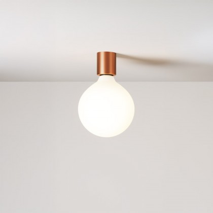 Applique en métal avec ampoule globe effet porcelaine - Cuivre satiné