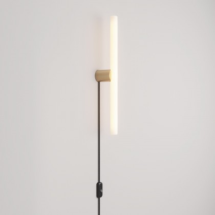Lampe avec prise, finition métallique et ampoule LED linéaire S14d - Bronze satiné